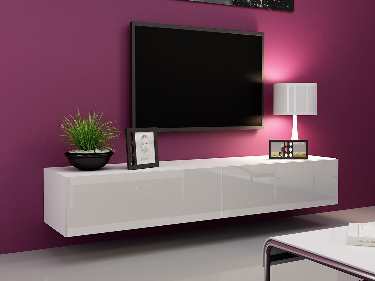Móvel Tv Vigo 180 Branco/Branco Lacado Alto Brilho