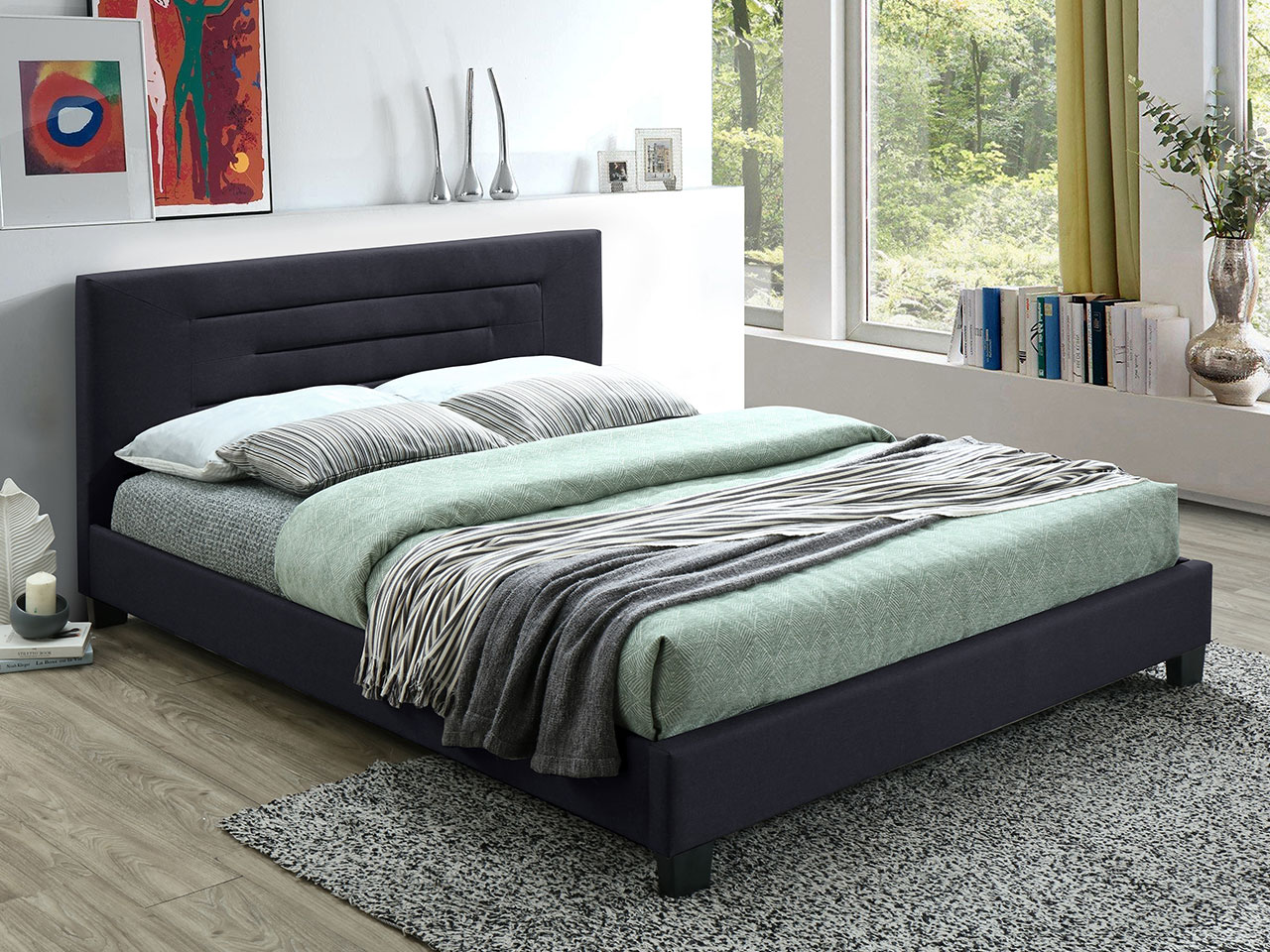 Cama de Casal Dario Cinzento Escuro