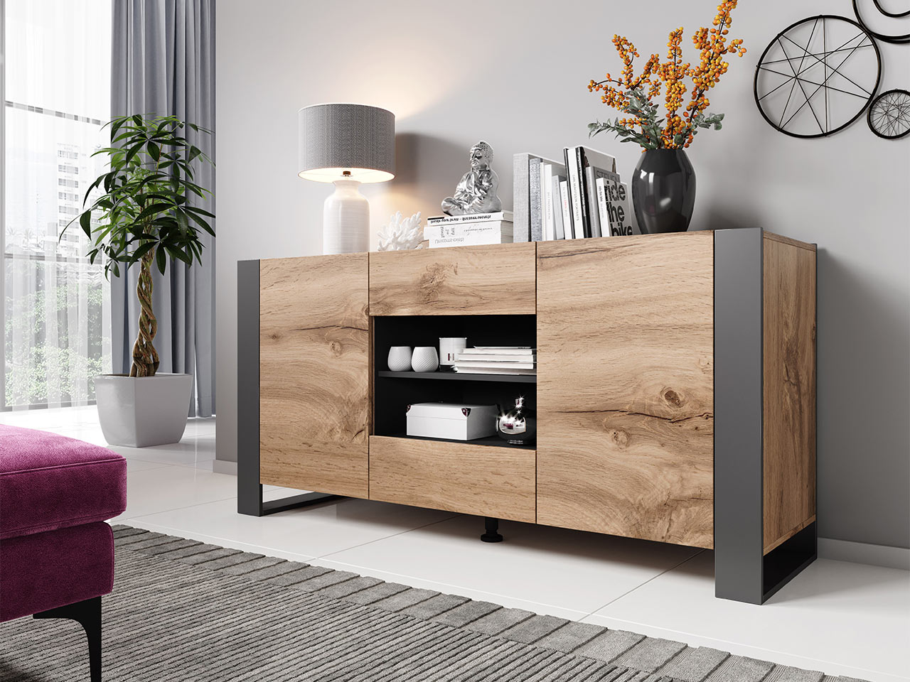 Aparador Wood Wotan/Antracit 