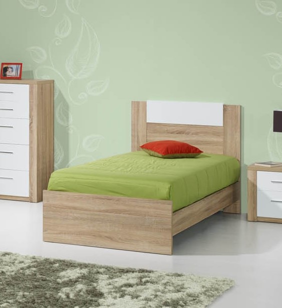 Cama Pessoa Paris c/estrado 195x95 cor carvalho natural/branco