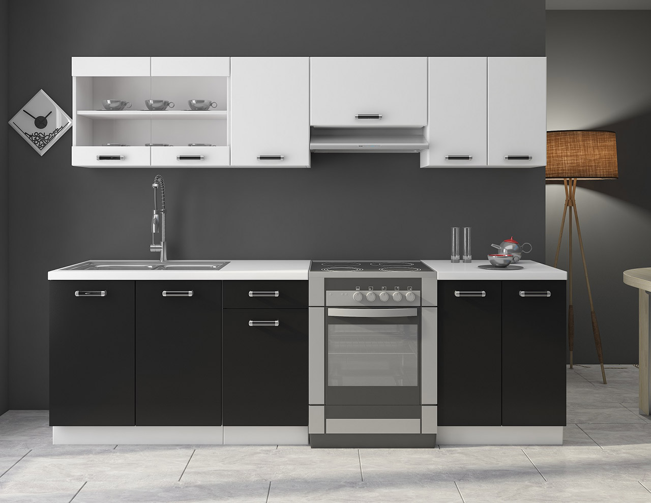 Cozinha Omega II Branco / Preto
