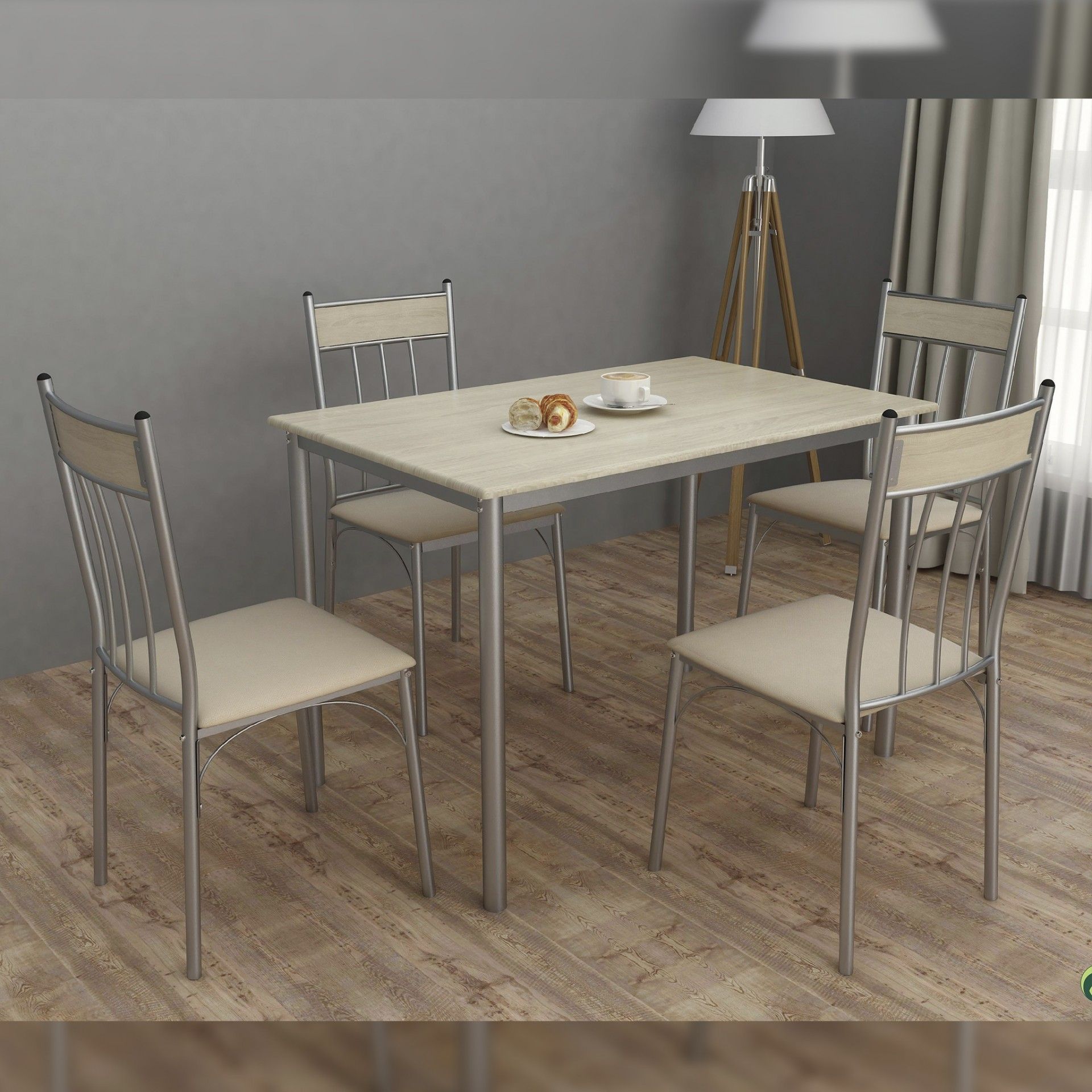 Conjunto Mesa + 4 Cadeiras Cádiz cor carvalho claro
