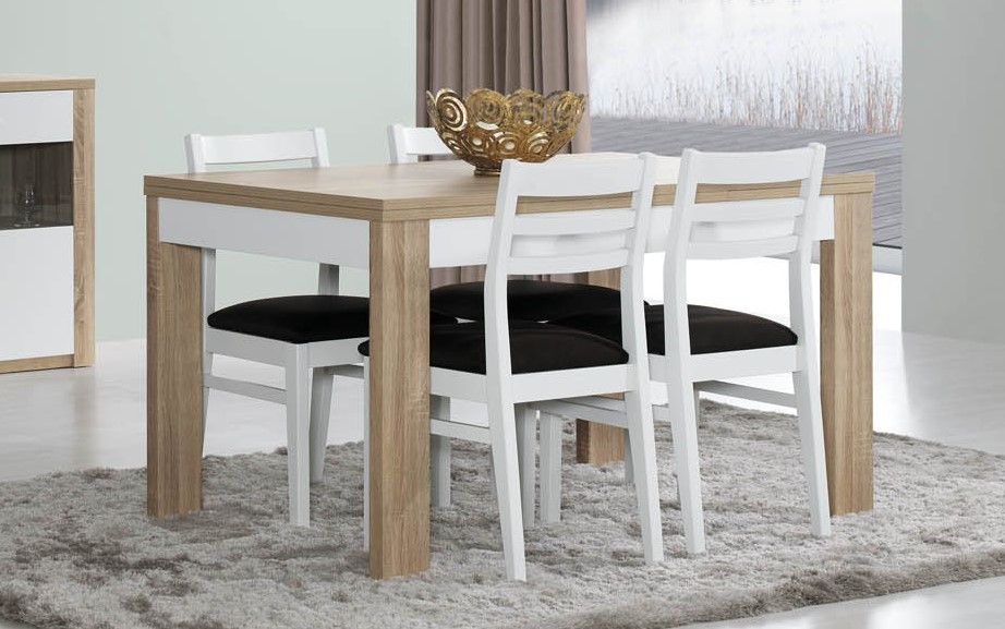 Mesa Sala Paris extensível cor carvalho natural/branco