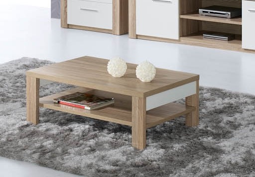 Mesa Centro Paris cor carvalho natural/branco