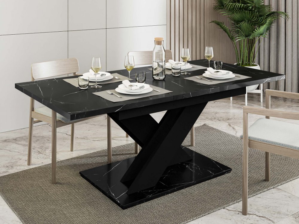 Mesa Sala Bronx Preto/Mármore Royal