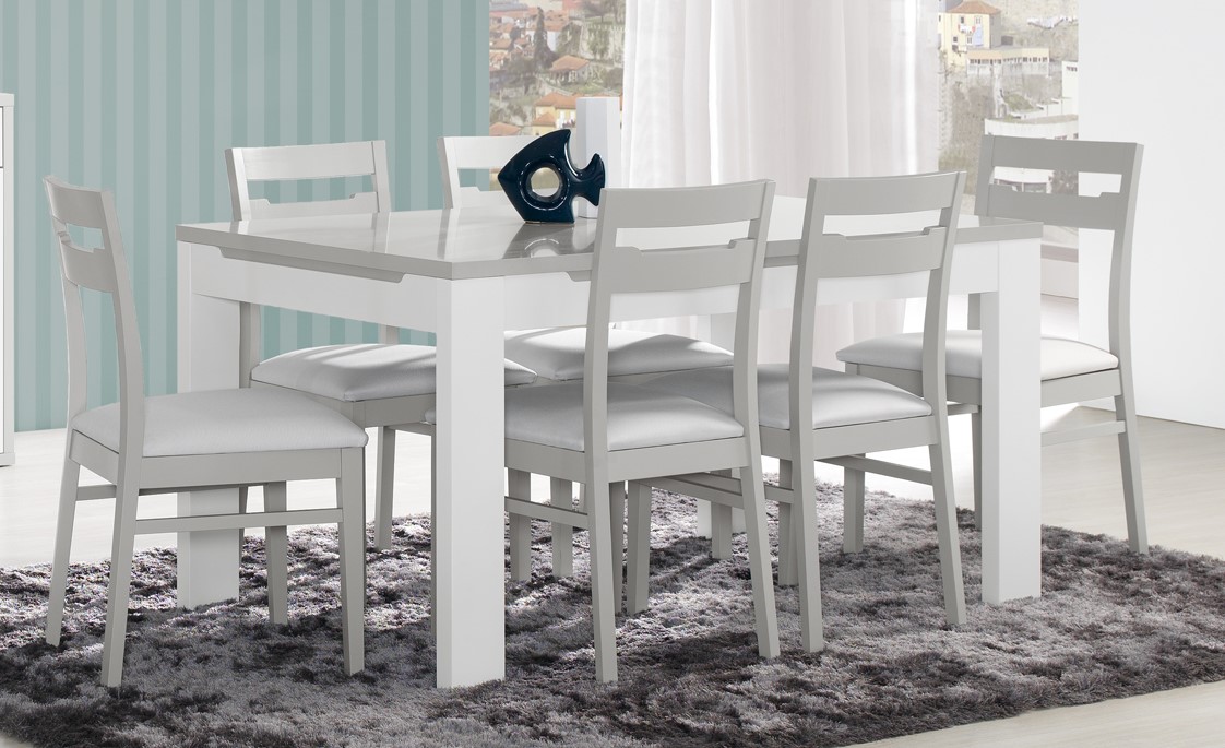 Mesa Sala Extensível Viena Cinza/Branco