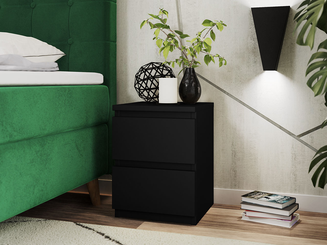 Mesa de Cabeceira Malwa M2 Preto